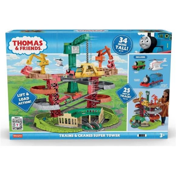Thomas & Friends Multi-Level Toy Track Set, Trains & Cranes Super Tower, 2.5 Ft - Picture 6 of 7